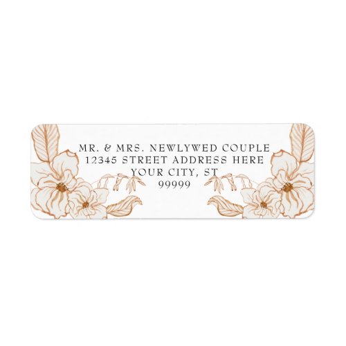 Wedding Return Address Terra Cotta Pink Floral Art Label