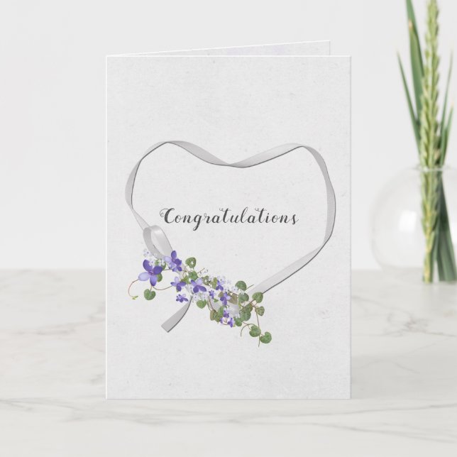 Wedding Ribbon Heart with Ivy Bouquet Card (Front)