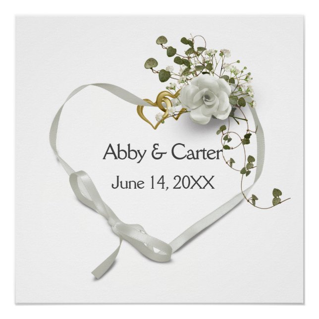 Wedding Ribbon Heart with Ivy Poster (Front)