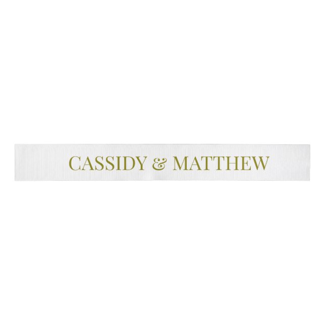 Wedding Ribbon with custom bride and groom names (Front)