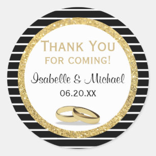 Wedding Ring and Glitter Thank You Stickers