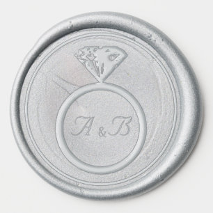 Wedding Ring and Monograms Wax Seal Sticker