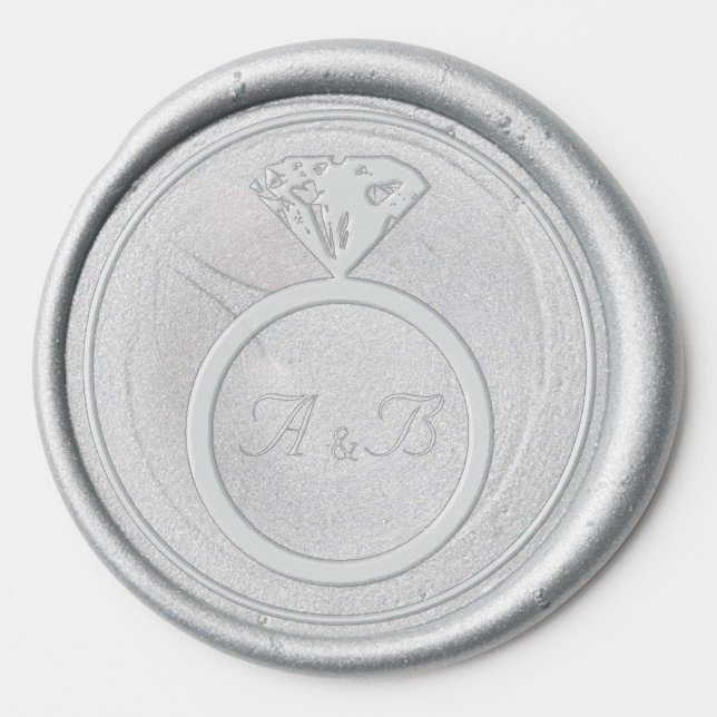 Wedding Ring and Monograms Wax Seal Sticker (Front)