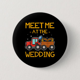 Wedding Ring Bearer Tractor Bride Groom Reception Button