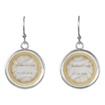 Wedding Ring Customizable Names and Date Earrings