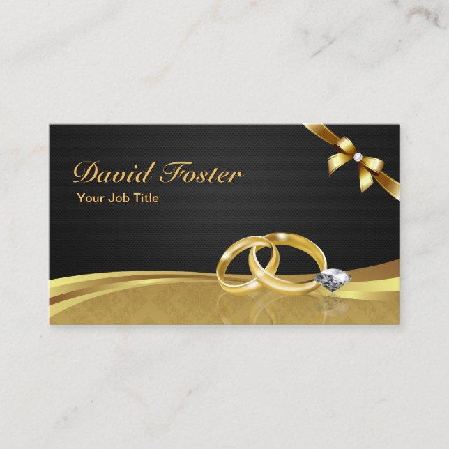 Wedding Ring Diamond Gold Jeweler Jewelry Jeweller Business Card (Front)