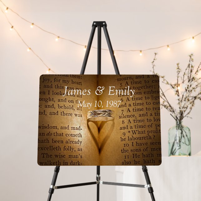 Wedding Ring Heart Shadow On Bible Foam Board (In Situ (Stand))