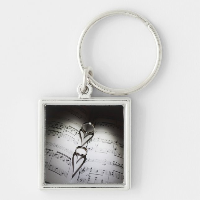 Wedding Ring Hearts Music Keychain (Front)