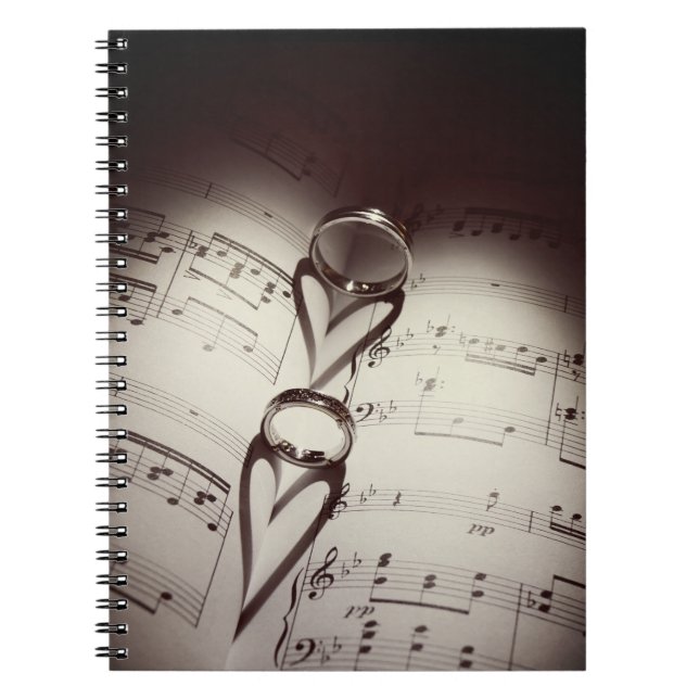 Wedding Ring Hearts Music Notebook (Front)