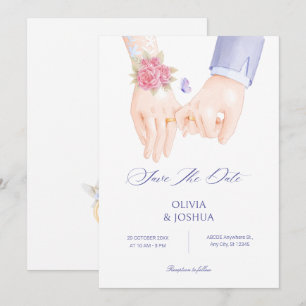 Wedding ring holding hands soft elegant wedding save the date