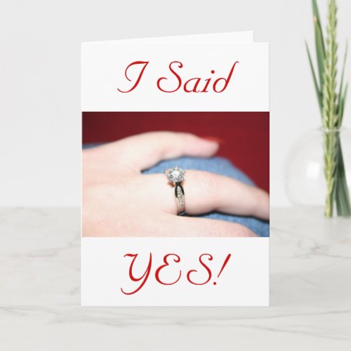 Wedding Ring  I Said Yes Card In White