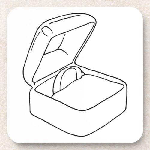 wedding ring in an open box beverage coaster