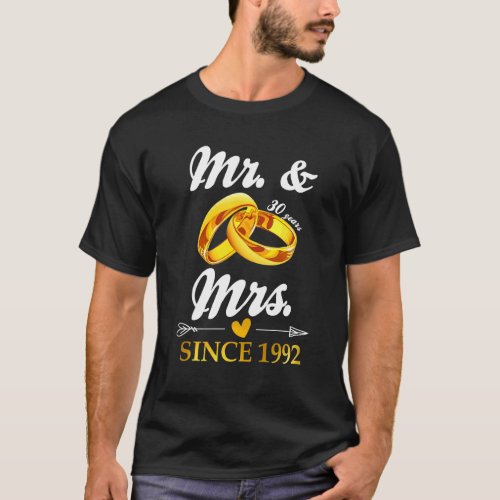 Wedding Ring Married Mr  Mrs Since 1992 Couple 30 T_Shirt