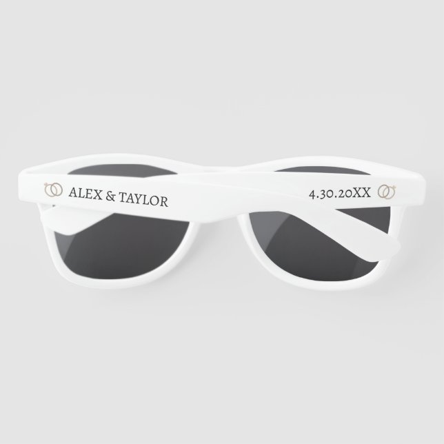 Wedding Ring Personalized Wedding Favor Sunglasses (Back)