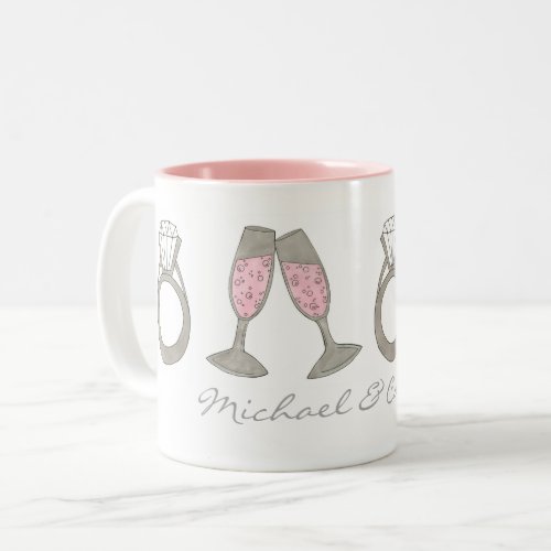 Wedding Ring Pink Champagne Engagement Party Mug