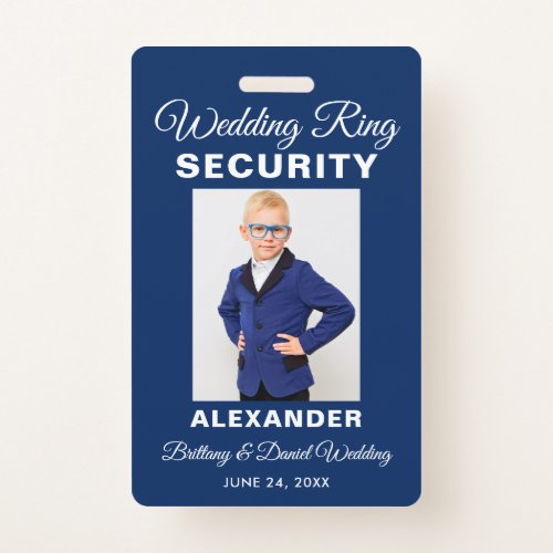 Wedding Ring Security Photo Blue Name Badge