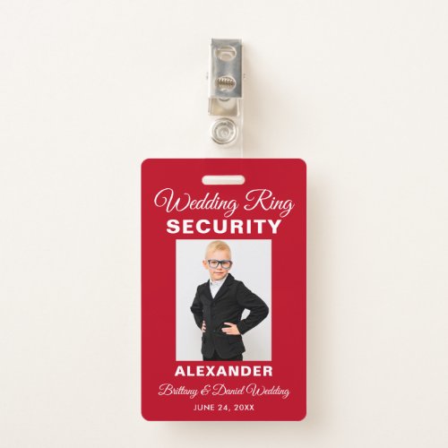 Wedding Ring Security _ Red or Pick Color _ Badge