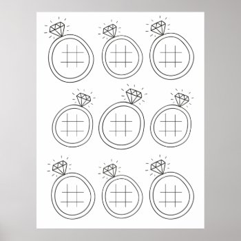 Wedding Ring Tic Tac Toe Download Activity Page Poster by LaurEvansDesign at Zazzle