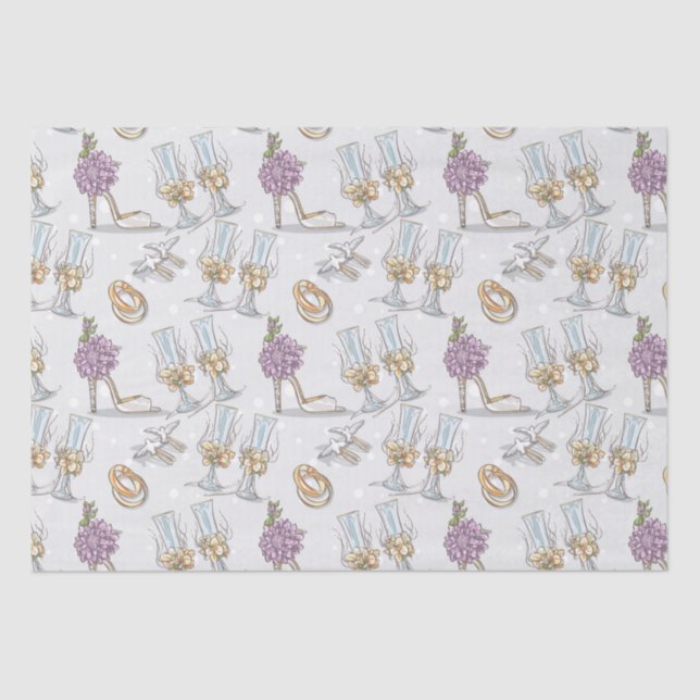 Wedding Rings And Champagne  Tissue Paper (Front)