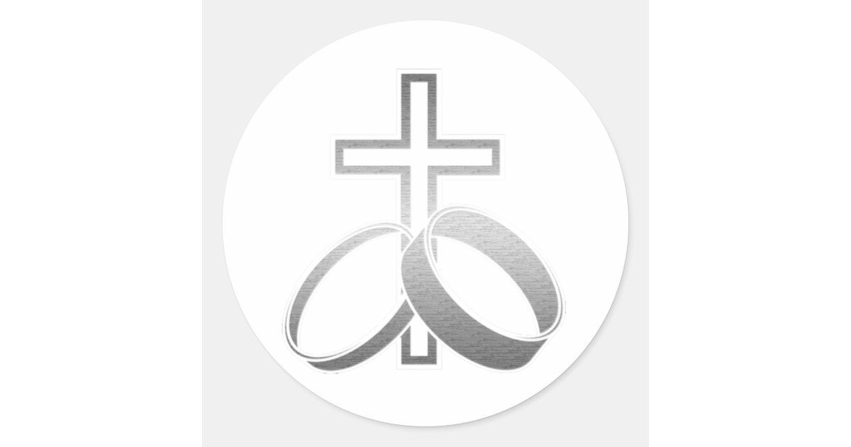 Wedding Rings and Cross Art Classic Round Sticker | Zazzle