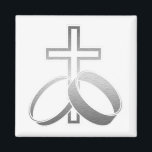Wedding Rings and Cross Art Magnet<br><div class="desc">Elegant and Simple Digital Art Design</div>