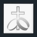 Wedding Rings and Cross Art Magnet<br><div class="desc">Elegant and Simple Digital Art Design</div>