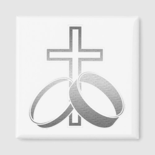 Wedding Rings and Cross Art Magnet