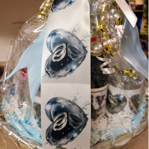 Wedding Rings and Crystal Silver Heart Satin Ribbon