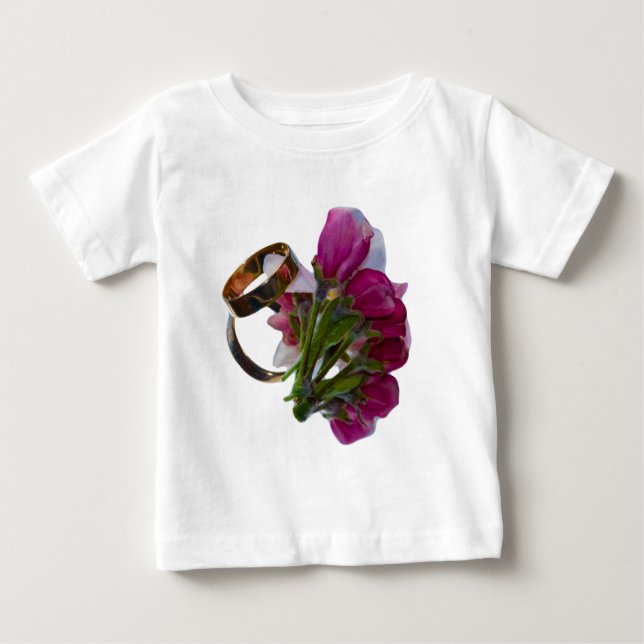 Wedding Rings and Flowers Baby T-Shirt (Front)