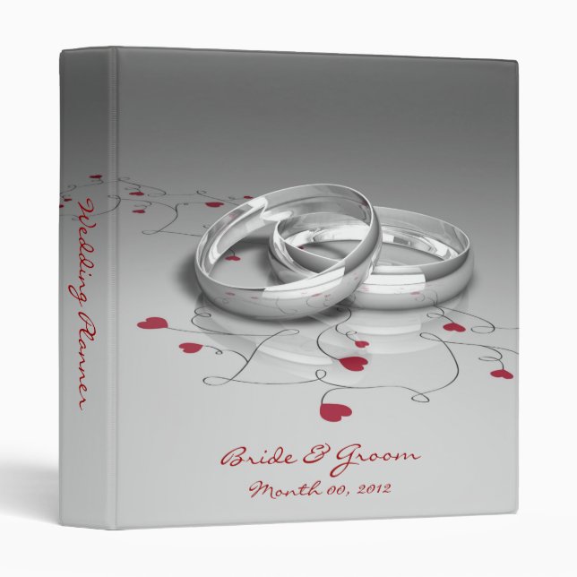 Wedding Rings and Hearts Wedding Planner Binder (Front/Spine)