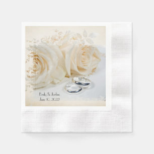 wedding rings and roses napkins