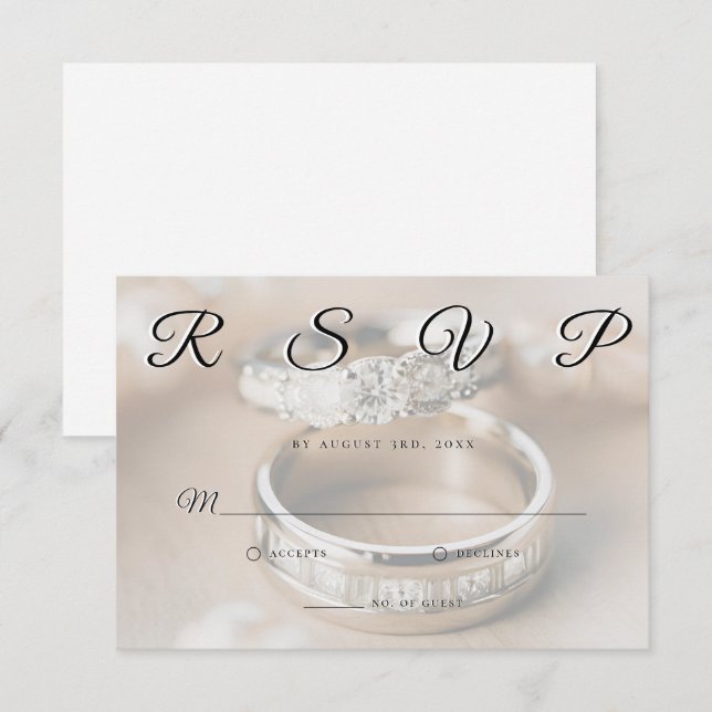 Wedding Rings Announcement RSVP Response Card (Front/Back)