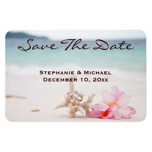 Wedding Rings Beach Wedding Save The Date Magnet (Horizontal)