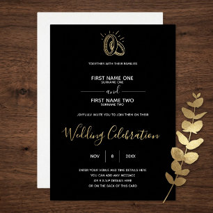 Wedding Rings Black Minimalist Invitation Foil