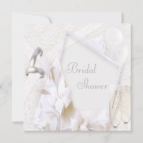 Wedding Rings  Champagne Glasses Bridal Shower Invitation