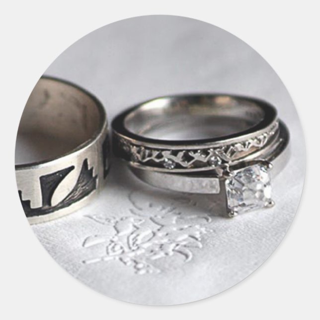 Wedding Rings Classic Round Sticker (Front)