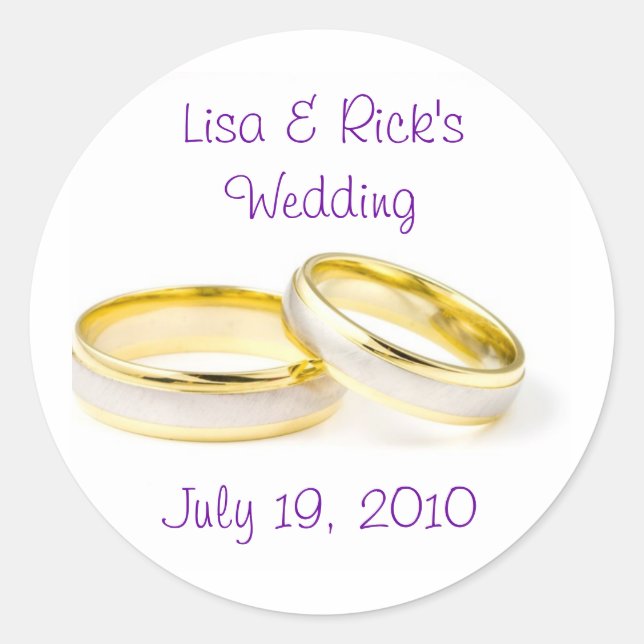Wedding Rings Classic Round Sticker (Front)