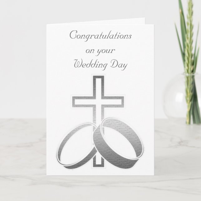 Wedding Rings & Cross for Wedding and Anniversarys Card (Front)