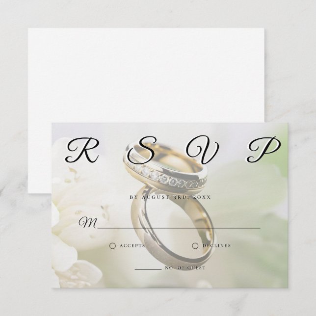 Wedding Rings Elegant Minimalist RSVP Card  (Front/Back)