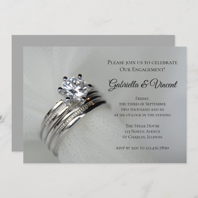 Wedding Rings Engagement Party Invitation (Front/Back)