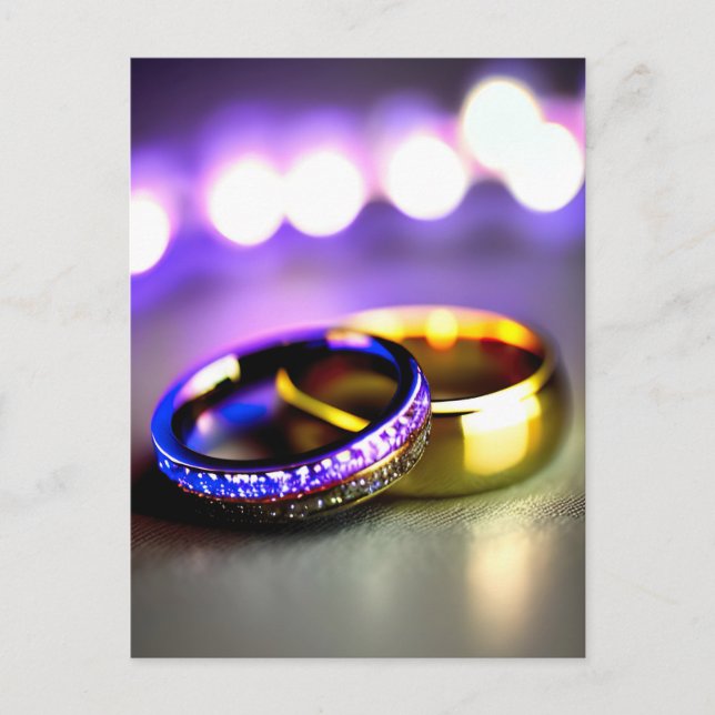 Wedding Rings Engagement Romance and Love AI Postcard (Front)