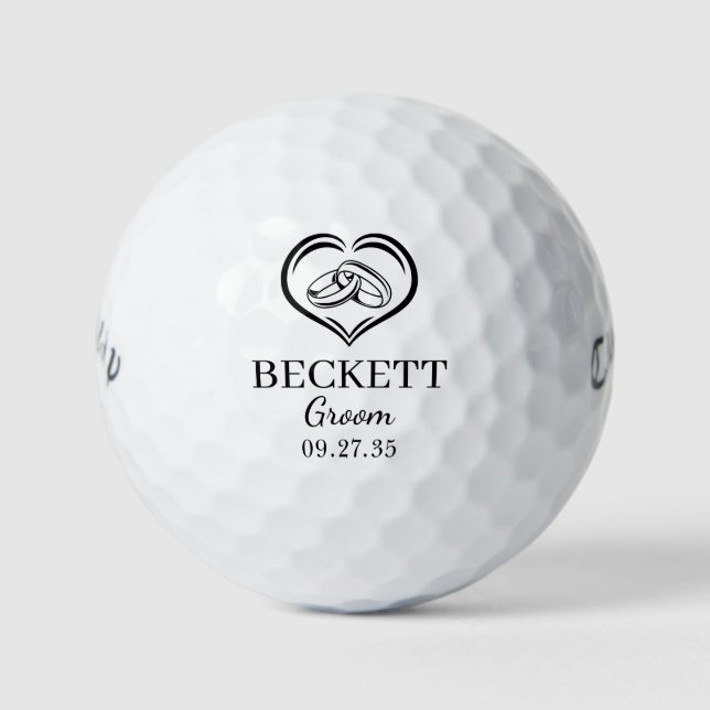 Wedding Rings Groom Golf Balls (Front)
