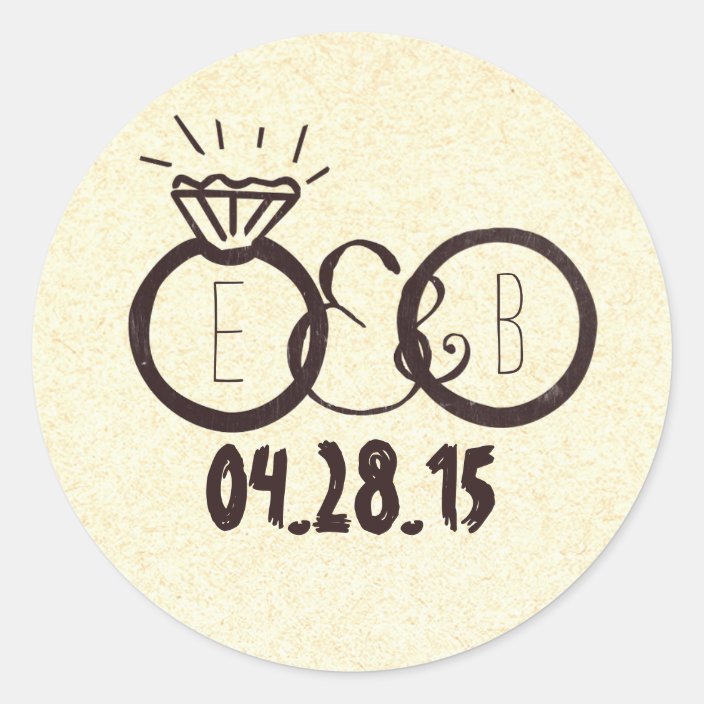 Wedding Rings Hand Drawn Classic Round Sticker