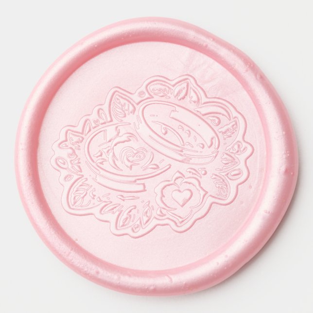 Wedding Rings & Hearts Wax Seal Sticke Wax Seal Sticker (Front)