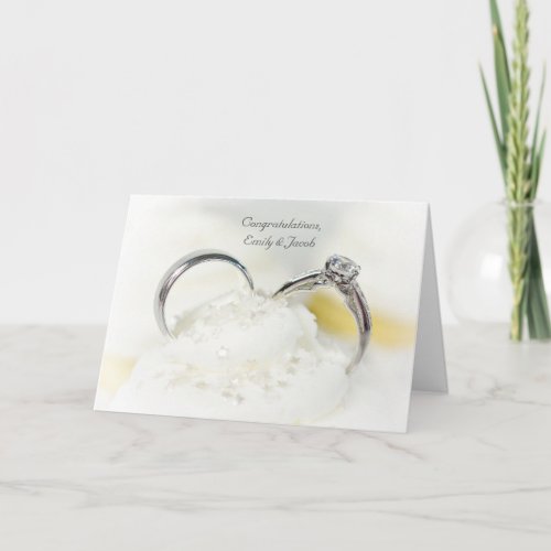 Wedding rings in frosting card
