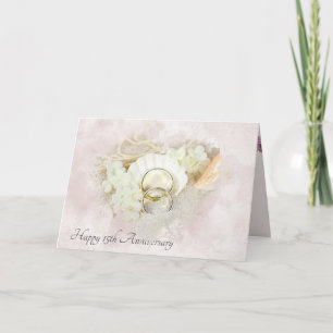 Wedding Rings in Seashell1 15th Anniversary Card