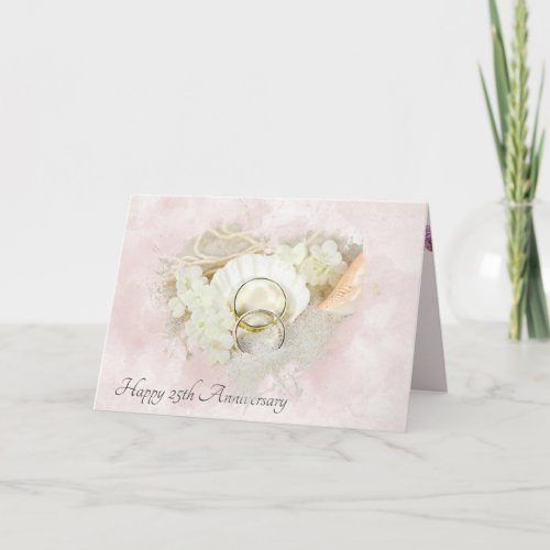 Wedding Rings in Seashell1 25th Anniversary  Card