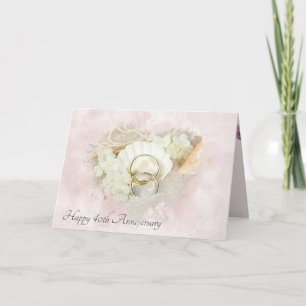 Wedding Rings in Seashell 40th Anniversary  Card