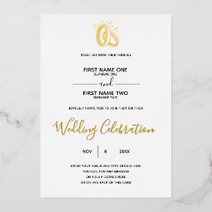 Wedding Rings Modern Minimalist Invitation Foil Invitation