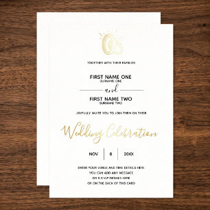 Wedding Rings Modern Minimalist Invitation Foil Invitation